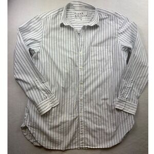 Frank & Eileen Joedy Blue Striped Button Down Shirt White Cotton Minimalist M